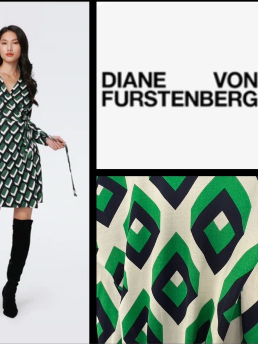 Diane Von Furstenberg Signature Julian Silk Geometric Wrap Dress